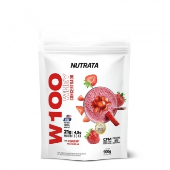WHEY PROTEIN W100 MORANGO 900GR REFIL NUTRATA CX/3