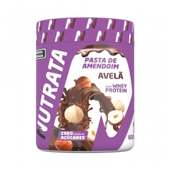 PASTA AMENDOIM WHEY SABOR AVELÃ 600G NUTRATA CX/6