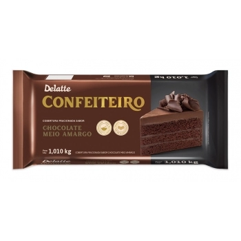 COBERTURA CONFEITEIRO DELATTE CHOCOLATE MEIO AMARGO 10X1,010KG