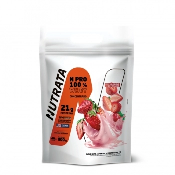 NPRO 100% WHEY SABOR MORANGO REFIL 900G NUTRATA - CX/4